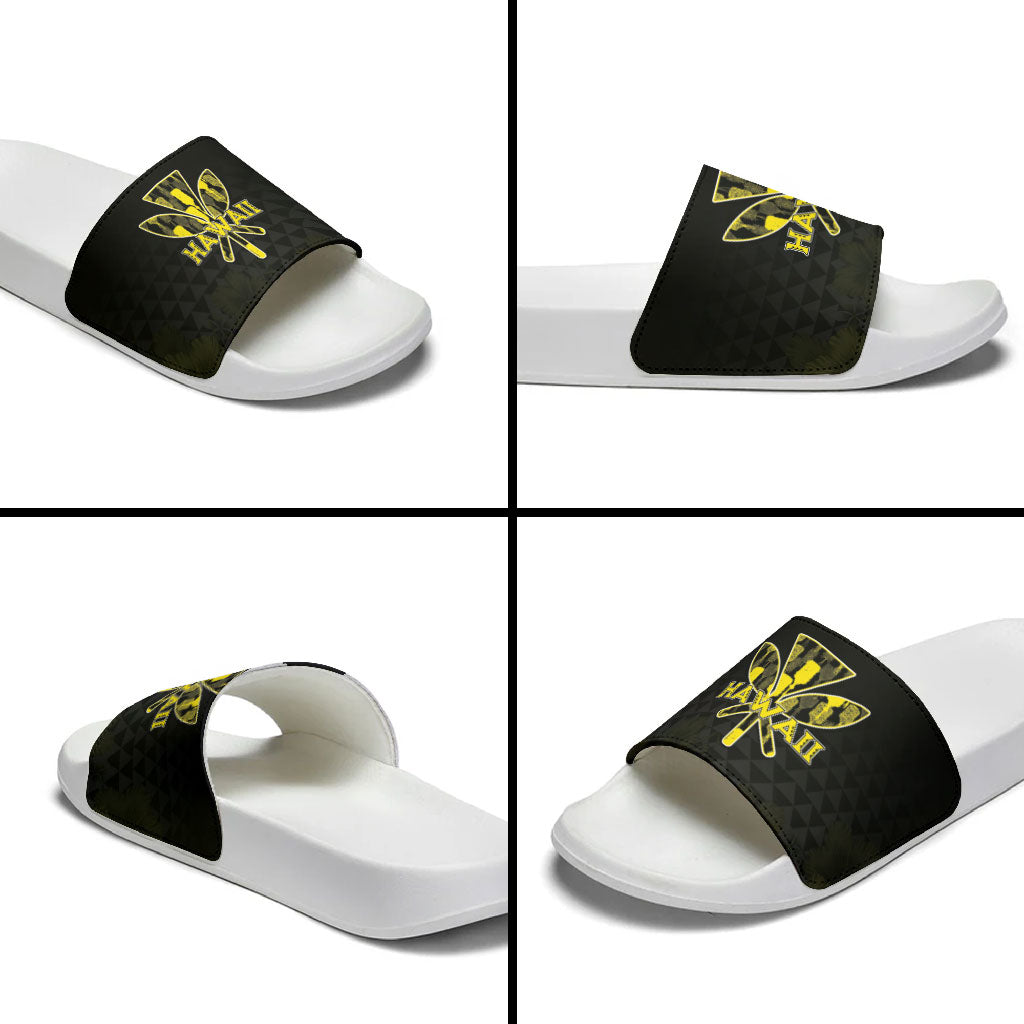 Aloha Hawaii Kahili Slide Sandals Kanaka Maoli With Kakau Pattern LT05 - Polynesian Pride