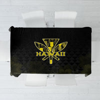 Aloha Hawaii Kahili Tablecloth Kanaka Maoli With Kakau Pattern LT05 Black - Polynesian Pride