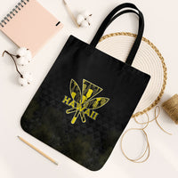 Aloha Hawaii Kahili Tote Bag Kanaka Maoli With Kakau Pattern LT05 Black Strap One Size Black - Polynesian Pride