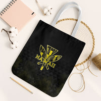 Aloha Hawaii Kahili Tote Bag Kanaka Maoli With Kakau Pattern LT05 White Strap One Size Black - Polynesian Pride
