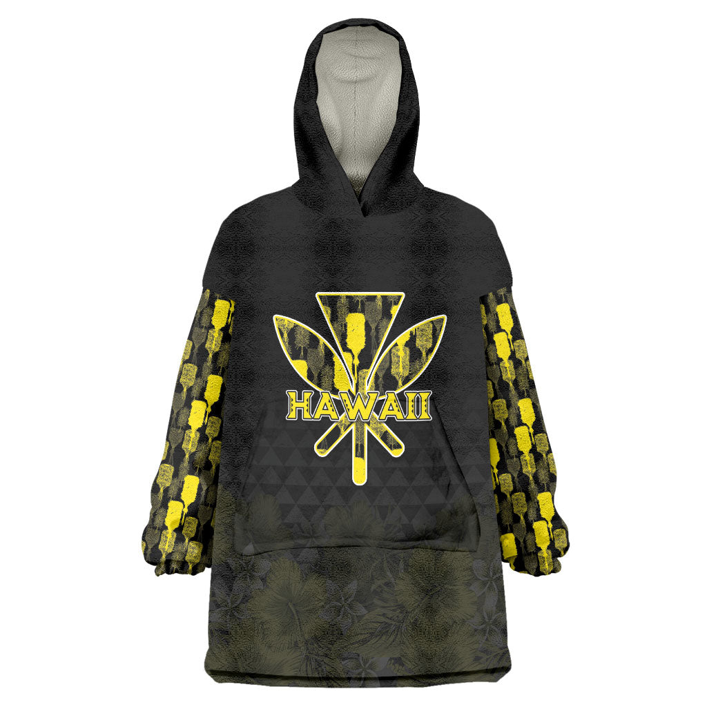 Personalised Aloha Hawaii Kahili Wearable Blanket Hoodie Kanaka Maoli With Kakau Pattern LT05 One Size Black - Polynesian Pride