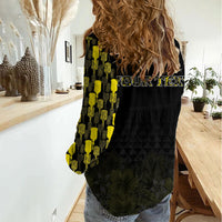 Personalised Aloha Hawaii Kahili Women Casual Shirt Kanaka Maoli With Kakau Pattern LT05 - Polynesian Pride