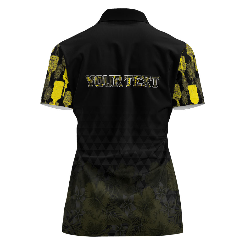Personalised Aloha Hawaii Kahili Women Polo Shirt Kanaka Maoli With Kakau Pattern LT05 - Polynesian Pride