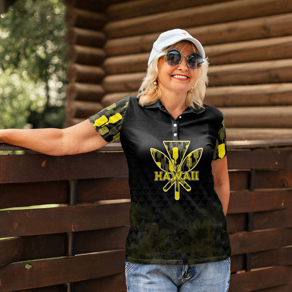 Personalised Aloha Hawaii Kahili Women Polo Shirt Kanaka Maoli With Kakau Pattern LT05 - Polynesian Pride