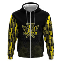 Personalised Aloha Hawaii Kahili Zip Hoodie Kanaka Maoli With Kakau Pattern LT05 Zip Hoodie Black - Polynesian Pride
