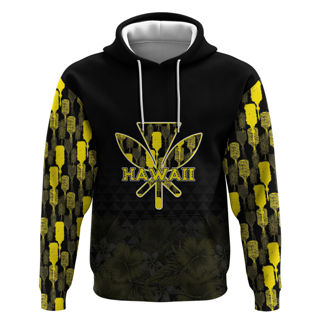 Personalised Aloha Hawaii Kahili Zip Hoodie Kanaka Maoli With Kakau Pattern LT05 Pullover Hoodie Black - Polynesian Pride