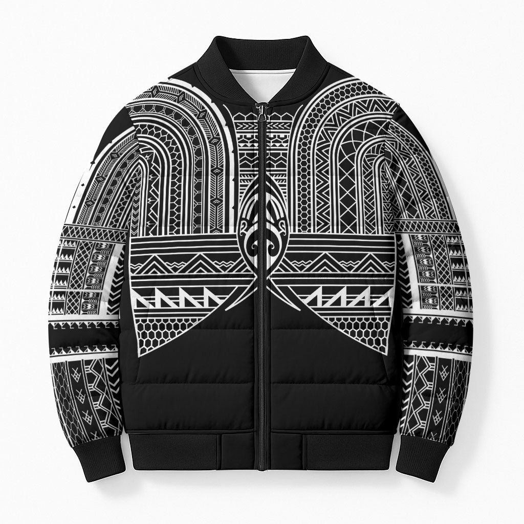Philippines Igorot Tribal Inspired Bomber Puffer Jacket Black Version LT05 Unisex Black - Polynesian Pride