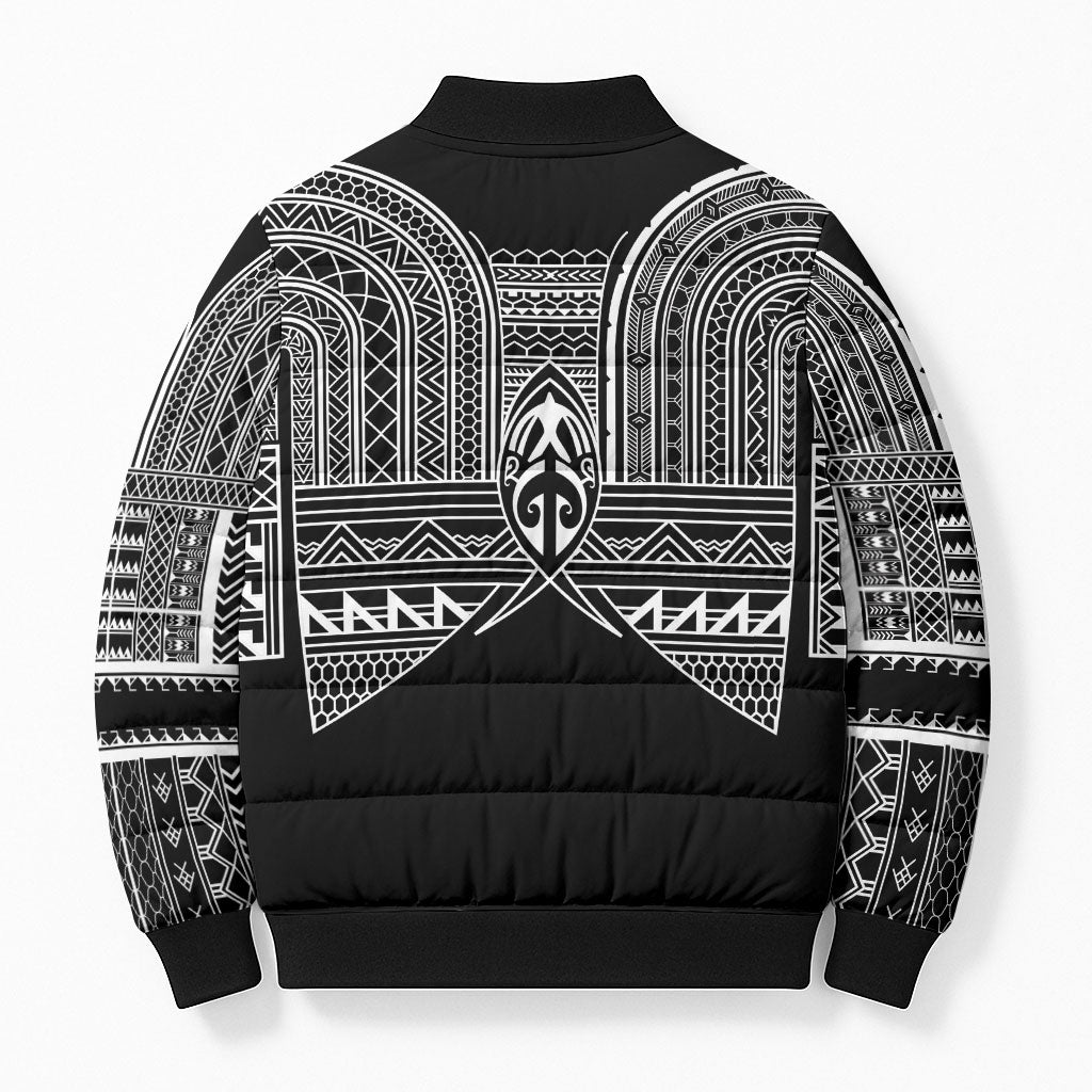 Philippines Igorot Tribal Inspired Bomber Puffer Jacket Black Version LT05 - Polynesian Pride