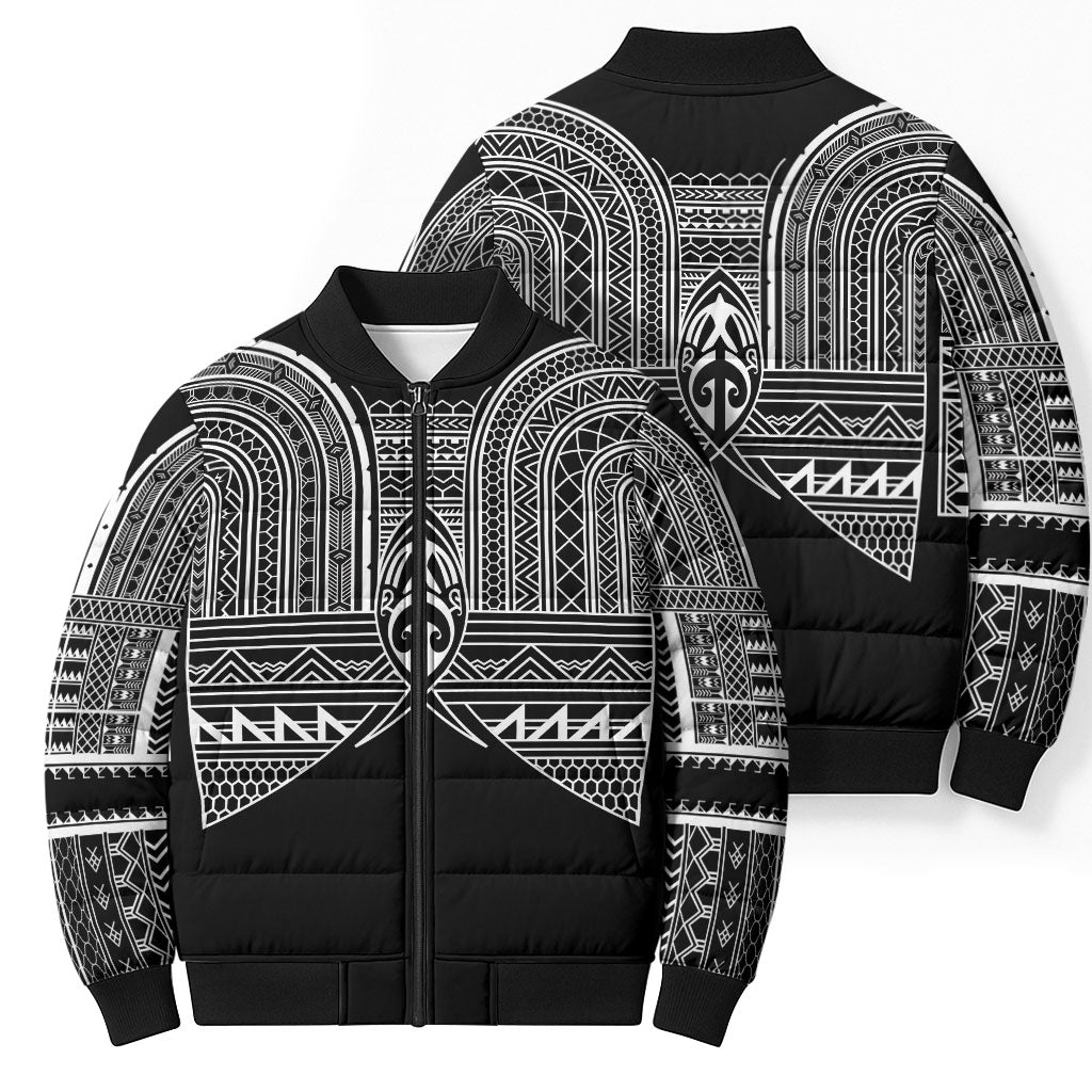 Philippines Igorot Tribal Inspired Bomber Puffer Jacket Black Version LT05 - Polynesian Pride