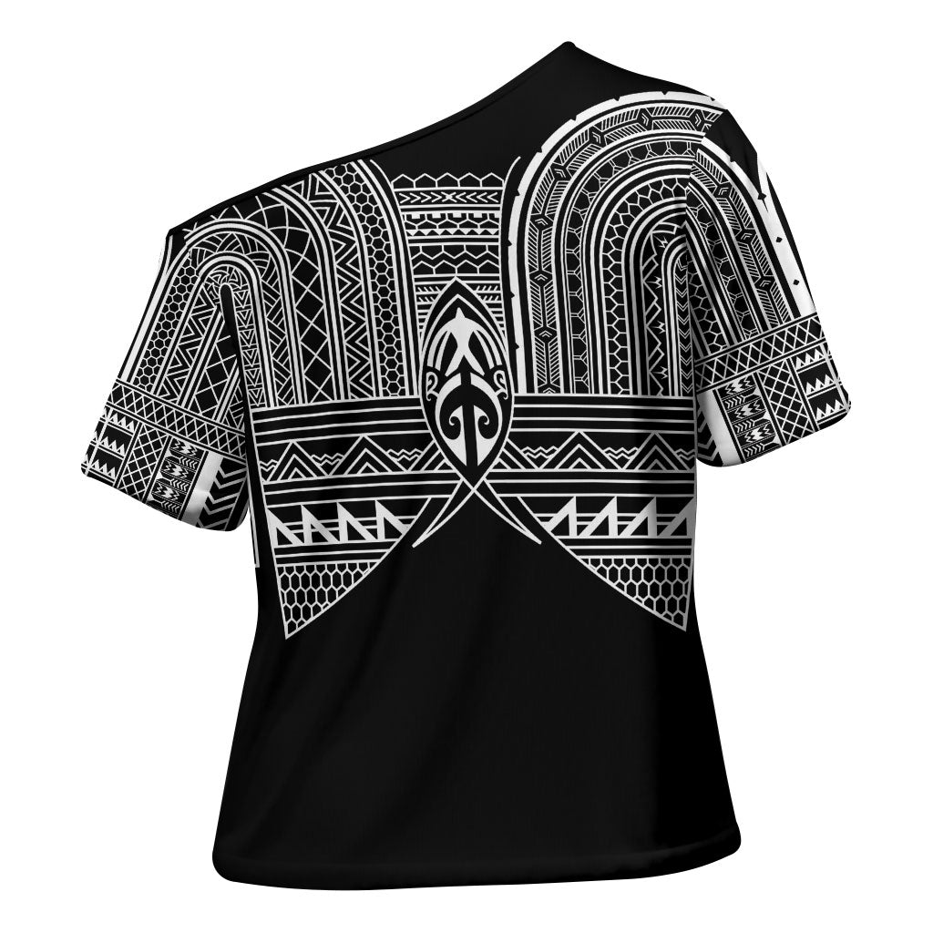 Philippines Igorot Tribal Inspired Cross Shoulder Shirt Black Version LT05 - Polynesian Pride