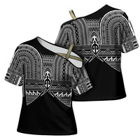 Philippines Igorot Tribal Inspired Cross Shoulder Shirt Black Version LT05 - Polynesian Pride