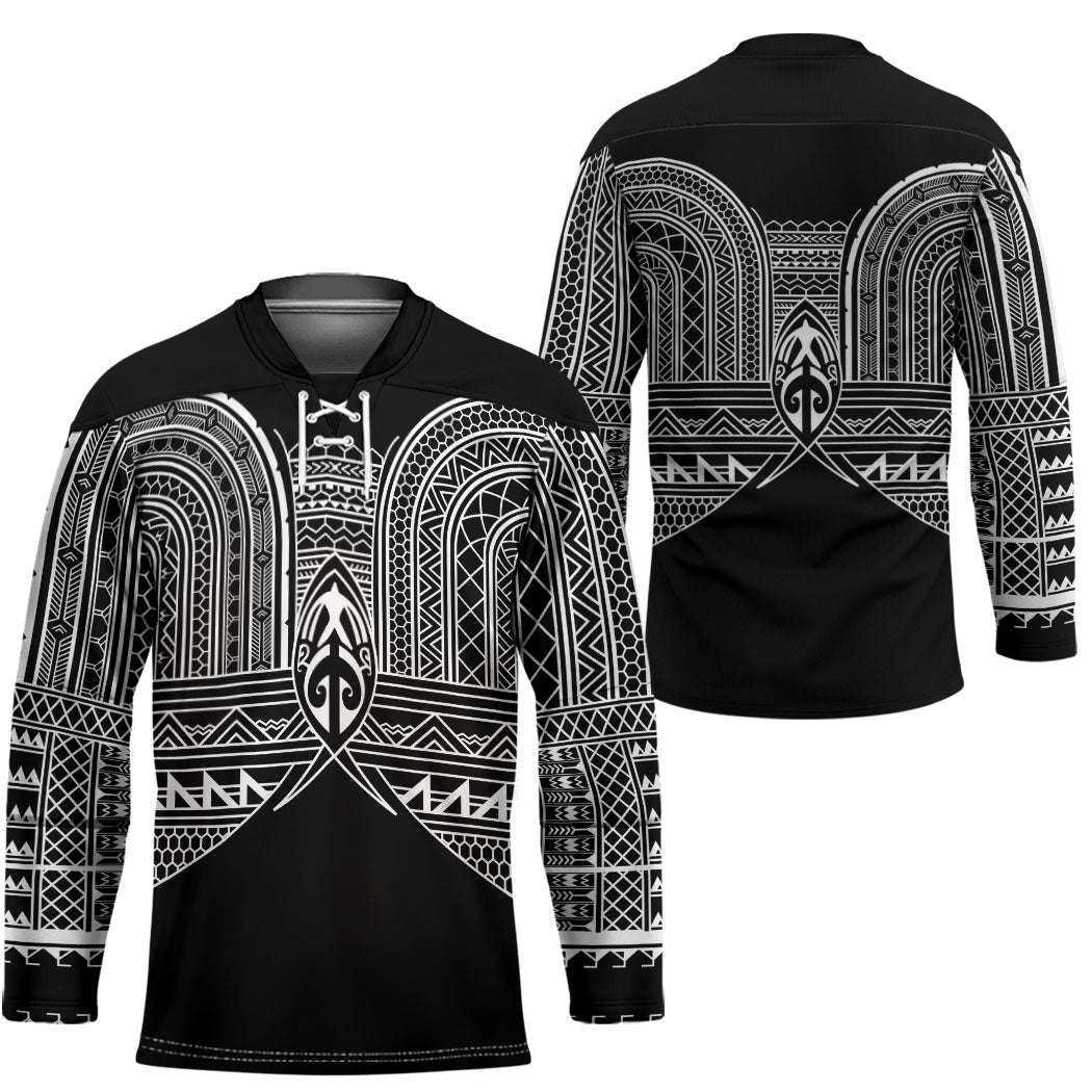 Philippines Igorot Tribal Inspired Hockey Jersey Black Version LT05 - Polynesian Pride
