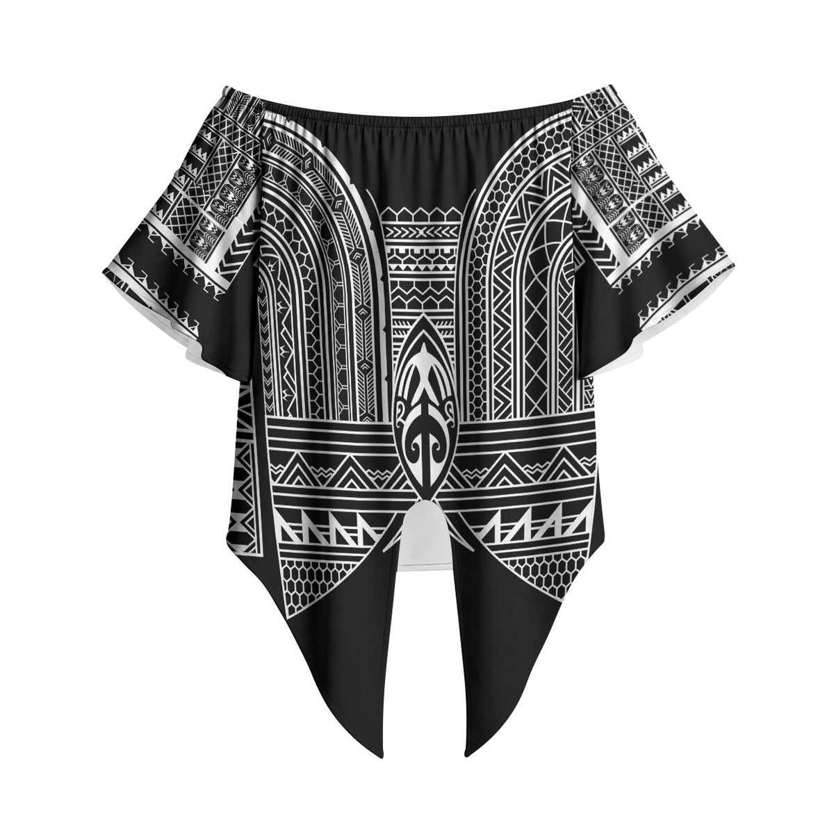 Philippines Igorot Tribal Inspired Off Shoulder Wrap Waist Top Black Version LT05 Black - Polynesian Pride