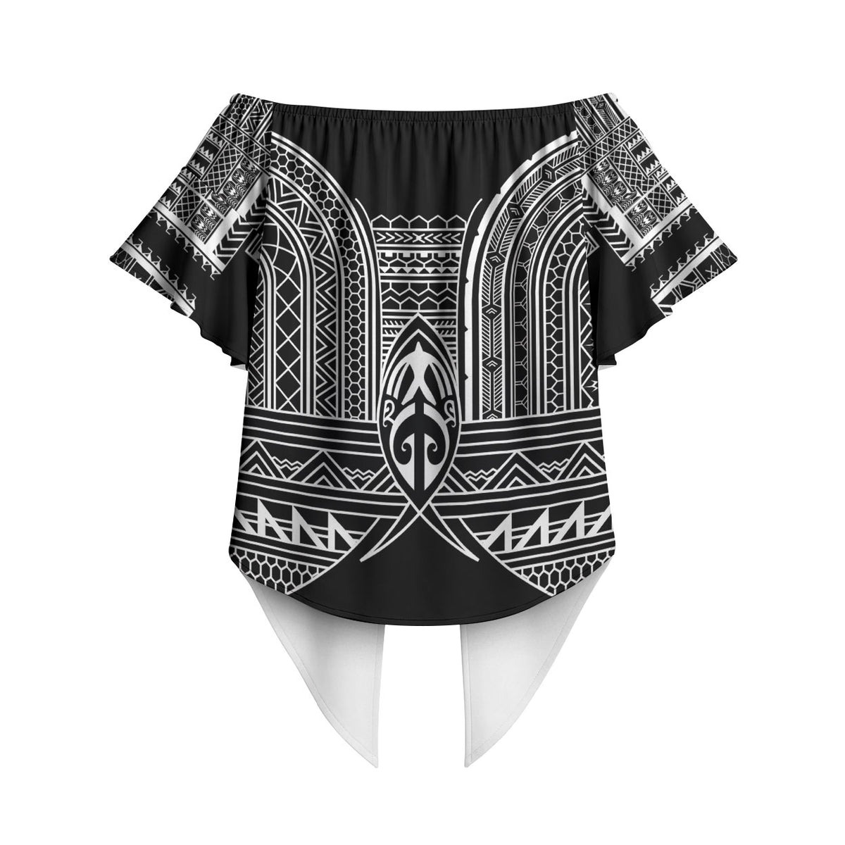Philippines Igorot Tribal Inspired Off Shoulder Wrap Waist Top Black Version LT05 - Polynesian Pride