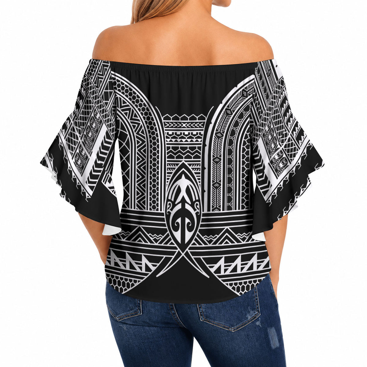 Philippines Igorot Tribal Inspired Off Shoulder Wrap Waist Top Black Version LT05 - Polynesian Pride