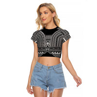 Philippines Igorot Tribal Inspired Raglan Cropped T Shirt Black Version LT05 Female Black - Polynesian Pride