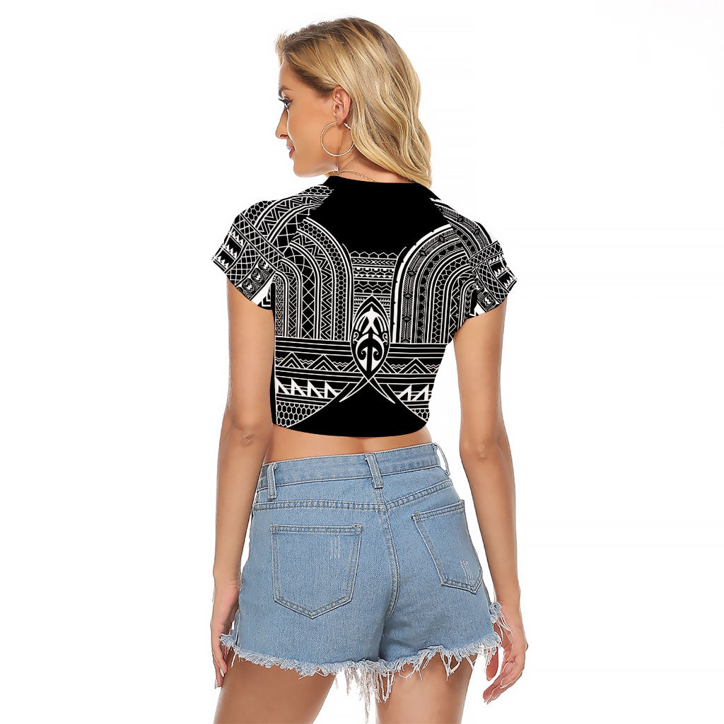 Philippines Igorot Tribal Inspired Raglan Cropped T Shirt Black Version LT05 - Polynesian Pride