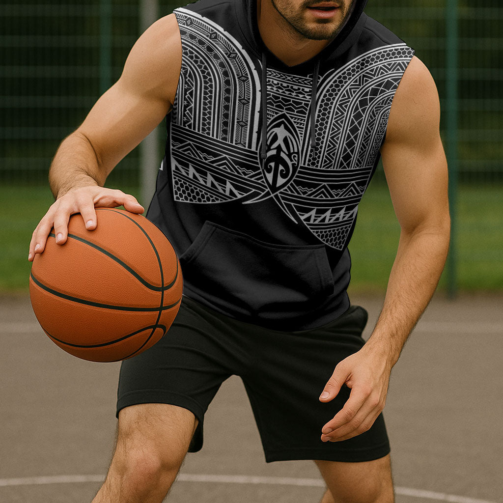 Philippines Igorot Tribal Inspired Sleeveless Hoodie Black Version LT05 - Polynesian Pride