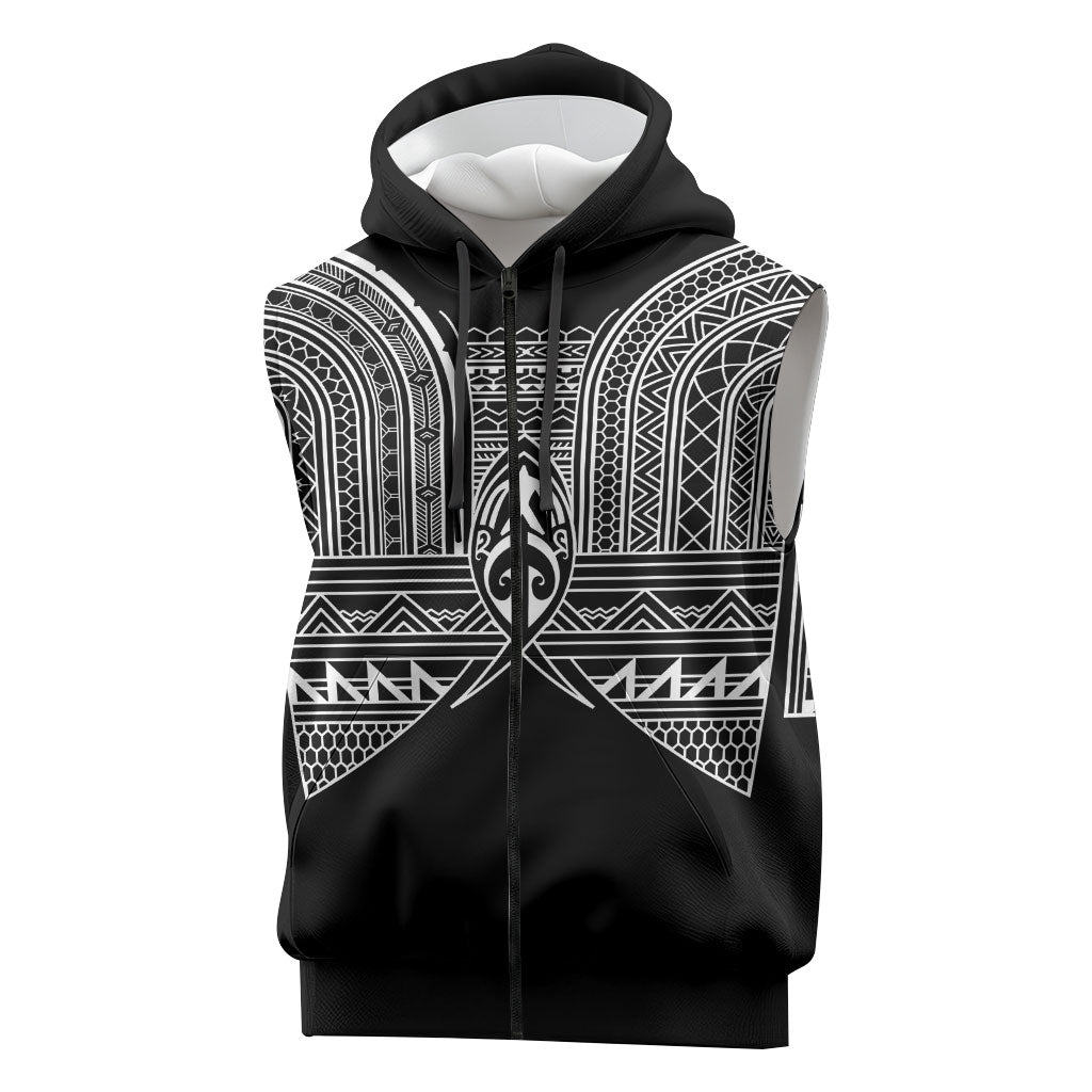 Philippines Igorot Tribal Inspired Sleeveless Zip Hoodie Black Version LT05 Black - Polynesian Pride