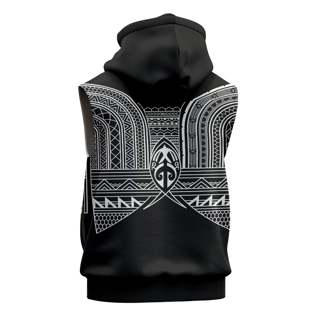 Philippines Igorot Tribal Inspired Sleeveless Zip Hoodie Black Version LT05 - Polynesian Pride