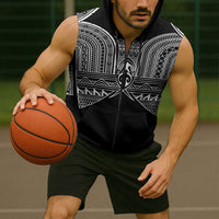 Philippines Igorot Tribal Inspired Sleeveless Zip Hoodie Black Version LT05 - Polynesian Pride