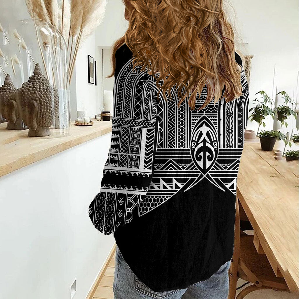 Philippines Igorot Tribal Inspired Women Casual Shirt Black Version LT05 - Polynesian Pride