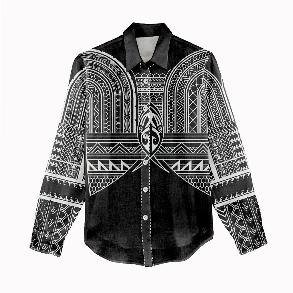 Philippines Igorot Tribal Inspired Women Casual Shirt Black Version LT05 - Polynesian Pride