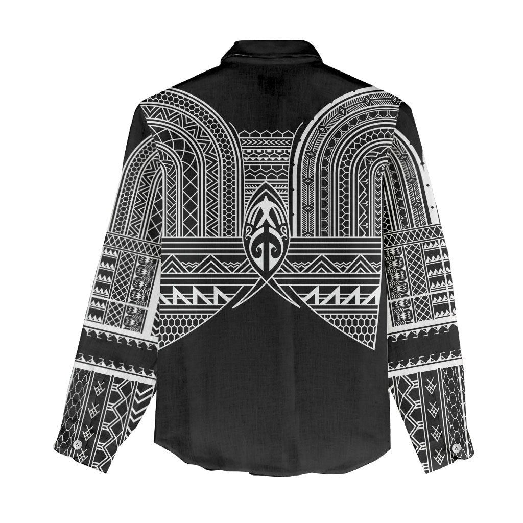 Philippines Igorot Tribal Inspired Women Casual Shirt Black Version LT05 - Polynesian Pride