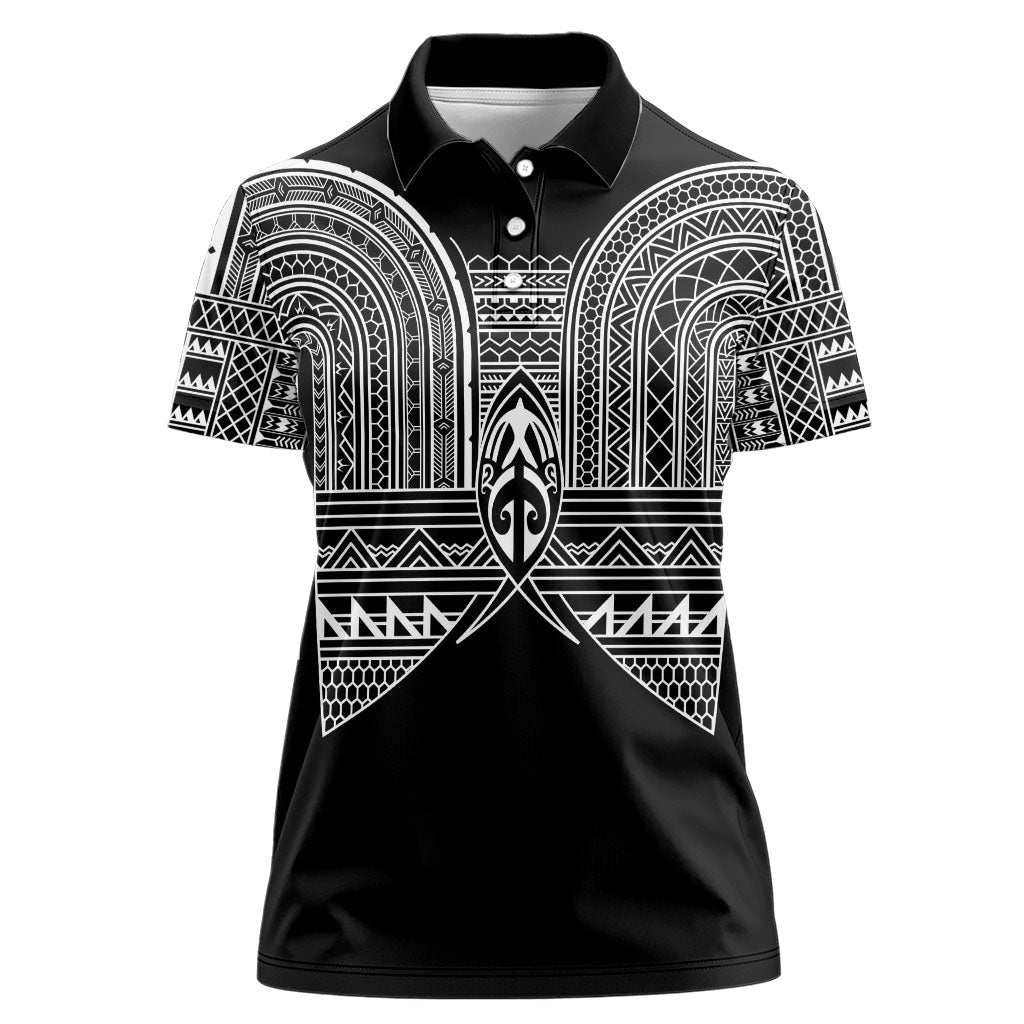 Philippines Igorot Tribal Inspired Women Polo Shirt Black Version LT05 Female Black - Polynesian Pride