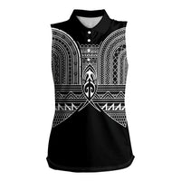 Philippines Igorot Tribal Inspired Women Sleeveless Polo Shirt Black Version LT05 Female Black - Polynesian Pride
