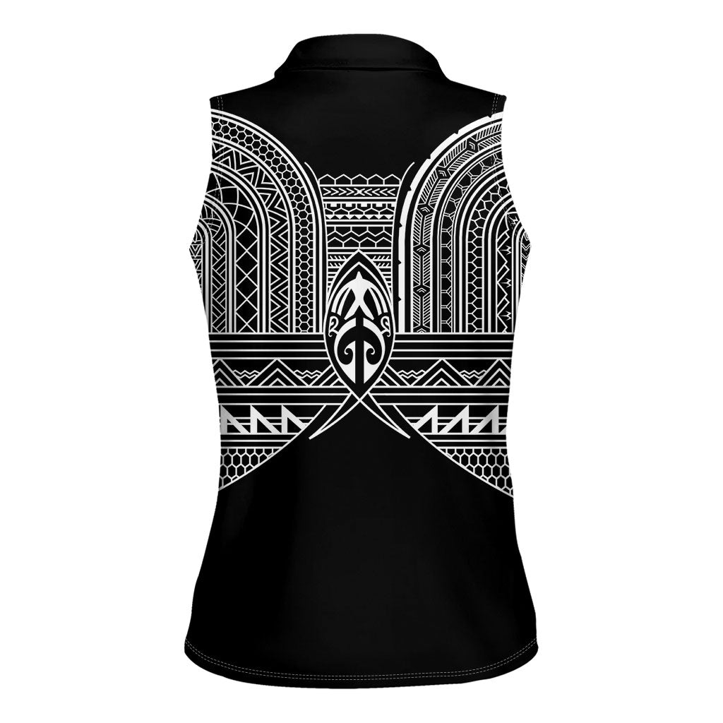 Philippines Igorot Tribal Inspired Women Sleeveless Polo Shirt Black Version LT05 - Polynesian Pride