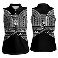 Philippines Igorot Tribal Inspired Women Sleeveless Polo Shirt Black Version LT05 - Polynesian Pride