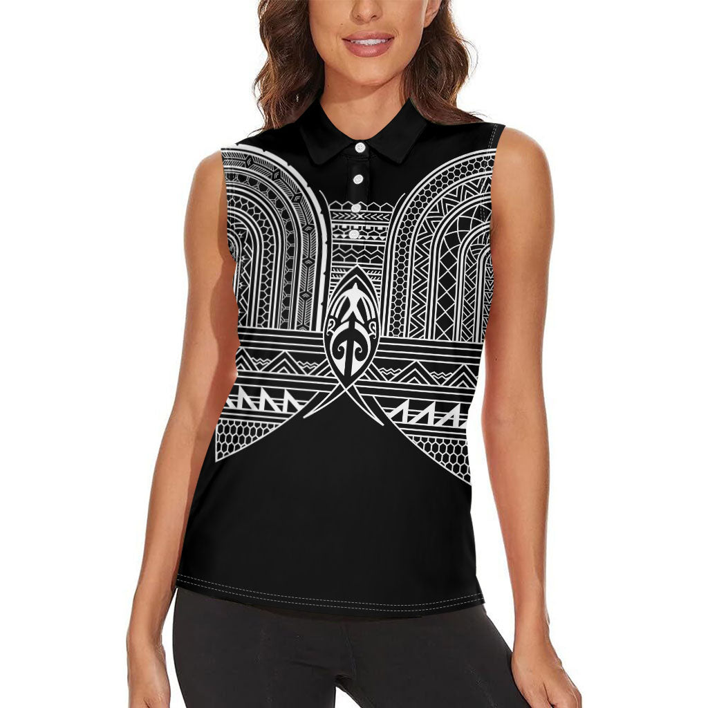 Philippines Igorot Tribal Inspired Women Sleeveless Polo Shirt Black Version LT05 - Polynesian Pride