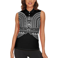 Philippines Igorot Tribal Inspired Women Sleeveless Polo Shirt Black Version LT05 - Polynesian Pride