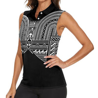 Philippines Igorot Tribal Inspired Women Sleeveless Polo Shirt Black Version LT05 - Polynesian Pride