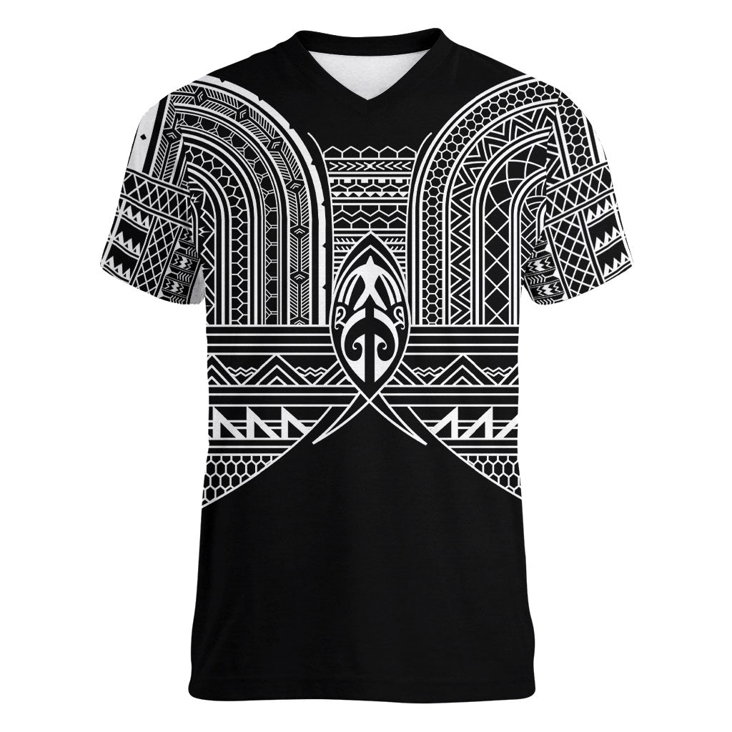 Philippines Igorot Tribal Inspired Women V-Neck T-Shirt Black Version LT05 Female Black - Polynesian Pride