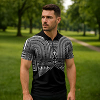 Philippines Igorot Tribal Inspired Zipper Polo Shirt Black Version LT05 - Polynesian Pride