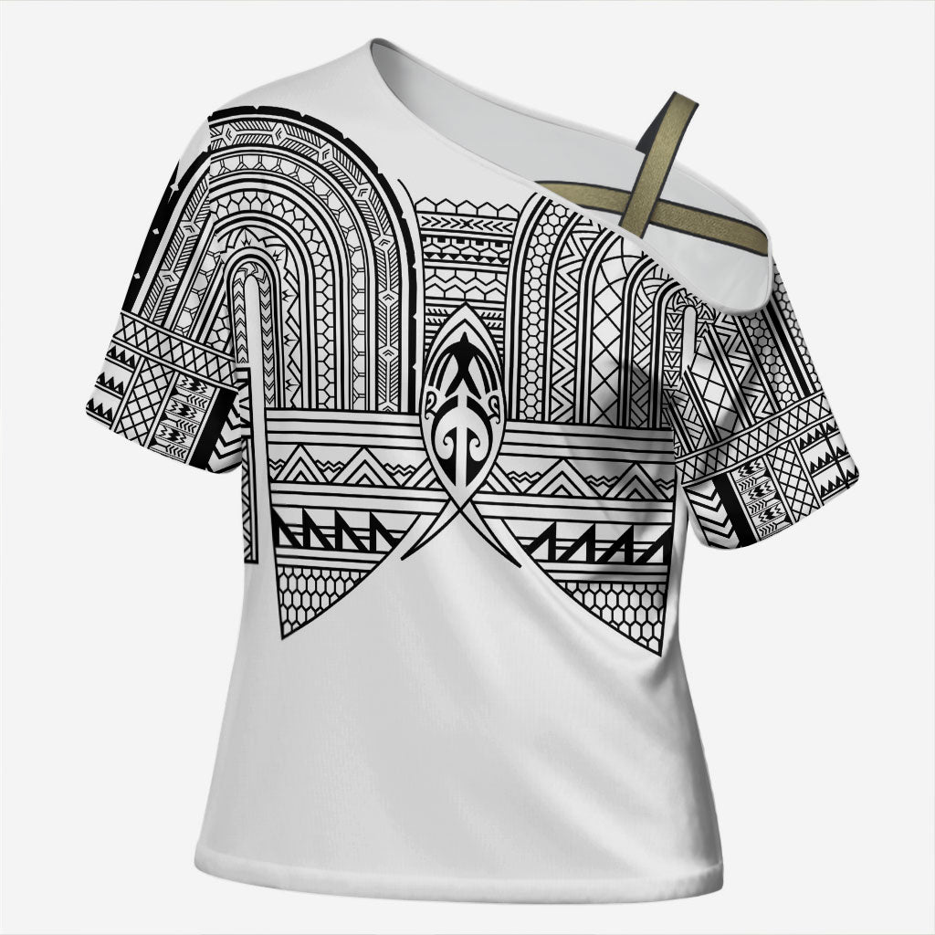 Philippines Igorot Tribal Inspired Cross Shoulder Shirt White Version LT05 Female White - Polynesian Pride
