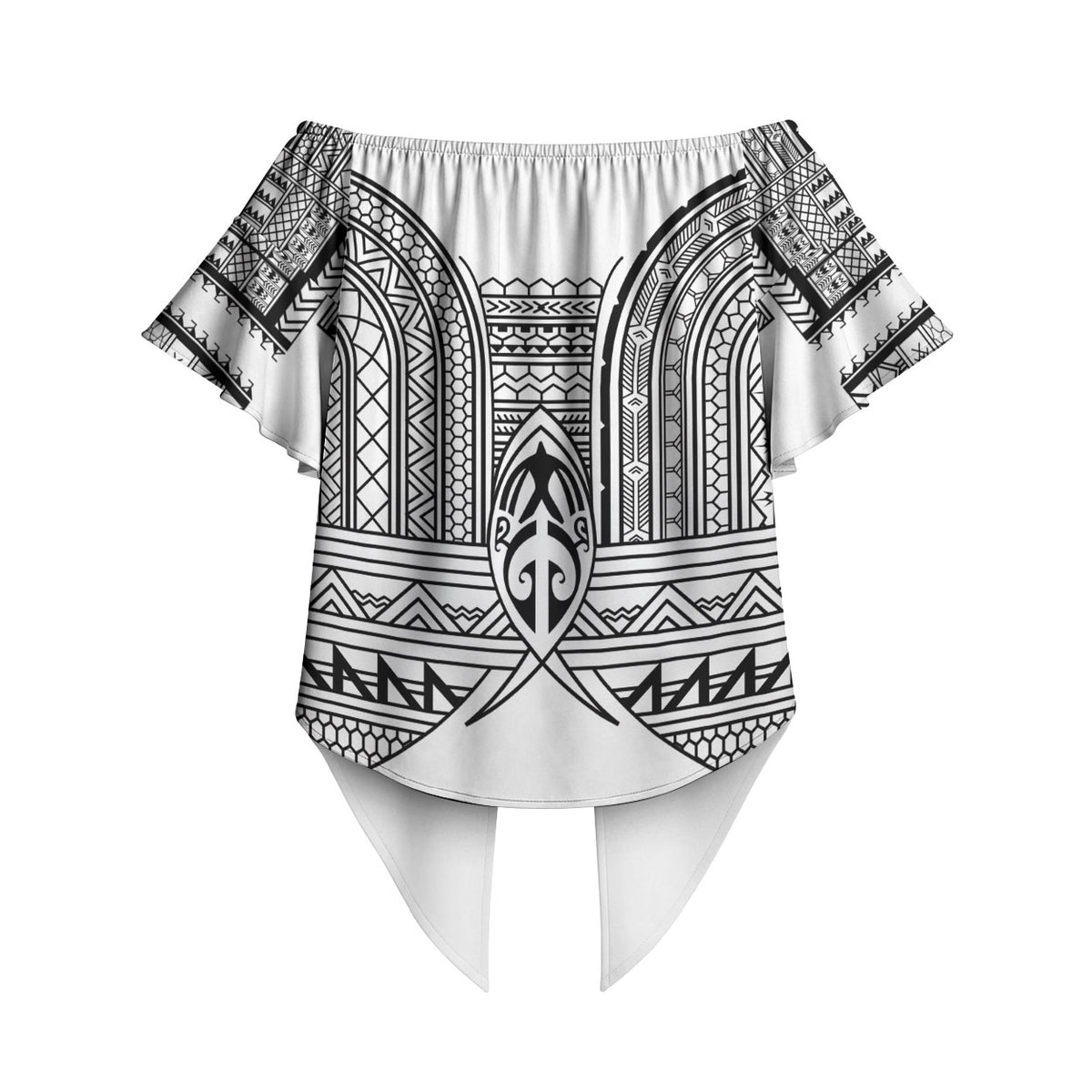Philippines Igorot Tribal Inspired Off Shoulder Wrap Waist Top White Version LT05 - Polynesian Pride