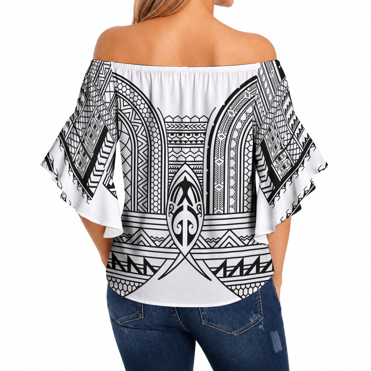 Philippines Igorot Tribal Inspired Off Shoulder Wrap Waist Top White Version LT05 - Polynesian Pride