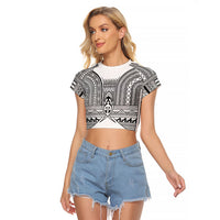 Philippines Igorot Tribal Inspired Raglan Cropped T Shirt White Version LT05 Female White - Polynesian Pride