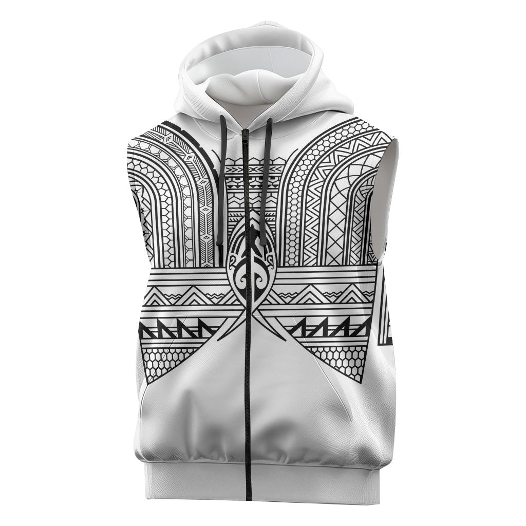 Philippines Igorot Tribal Inspired Sleeveless Zip Hoodie White Version LT05 White - Polynesian Pride