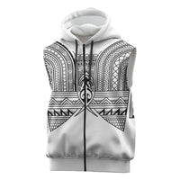 Philippines Igorot Tribal Inspired Sleeveless Zip Hoodie White Version LT05 White - Polynesian Pride