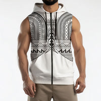 Philippines Igorot Tribal Inspired Sleeveless Zip Hoodie White Version LT05 - Polynesian Pride