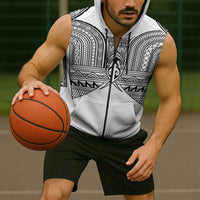 Philippines Igorot Tribal Inspired Sleeveless Zip Hoodie White Version LT05 - Polynesian Pride