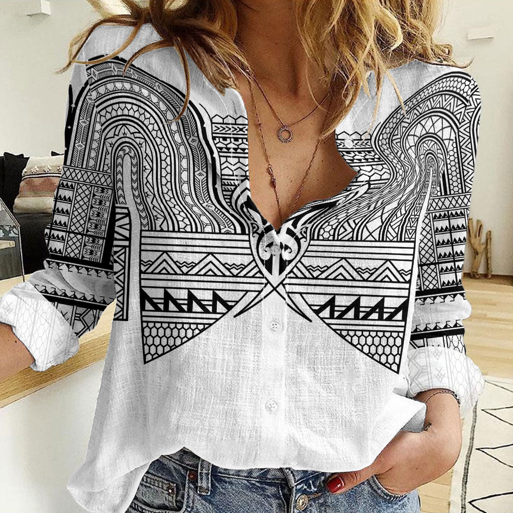 Philippines Igorot Tribal Inspired Women Casual Shirt White Version LT05 Female White - Polynesian Pride