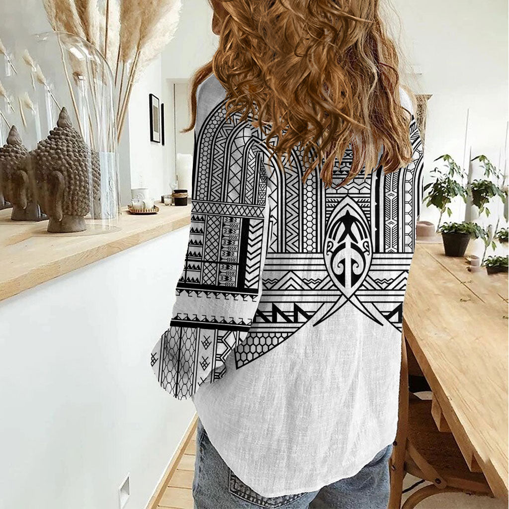 Philippines Igorot Tribal Inspired Women Casual Shirt White Version LT05 - Polynesian Pride