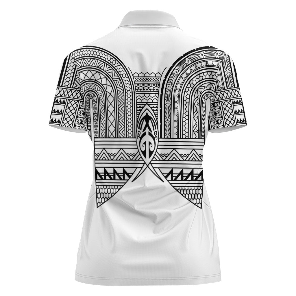 Philippines Igorot Tribal Inspired Women Polo Shirt White Version LT05 - Polynesian Pride