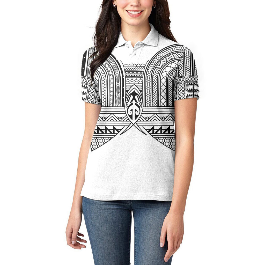 Philippines Igorot Tribal Inspired Women Polo Shirt White Version LT05 - Polynesian Pride