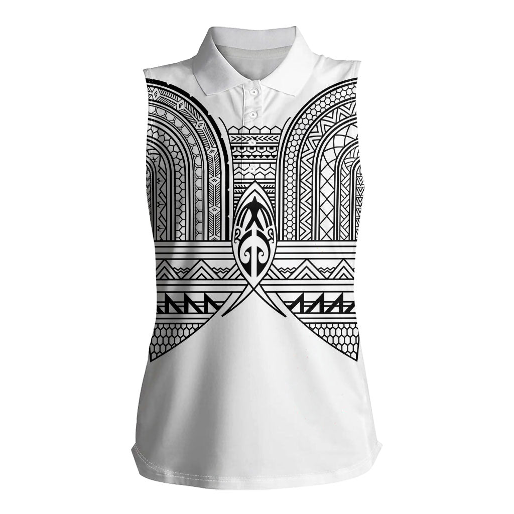 Philippines Igorot Tribal Inspired Women Sleeveless Polo Shirt White Version LT05 Female White - Polynesian Pride